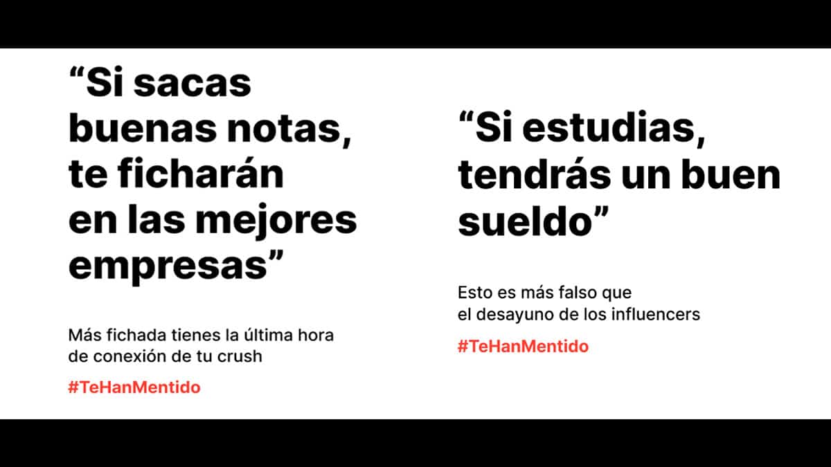 Carteles de la campaña "Te han mentido" de ISDI