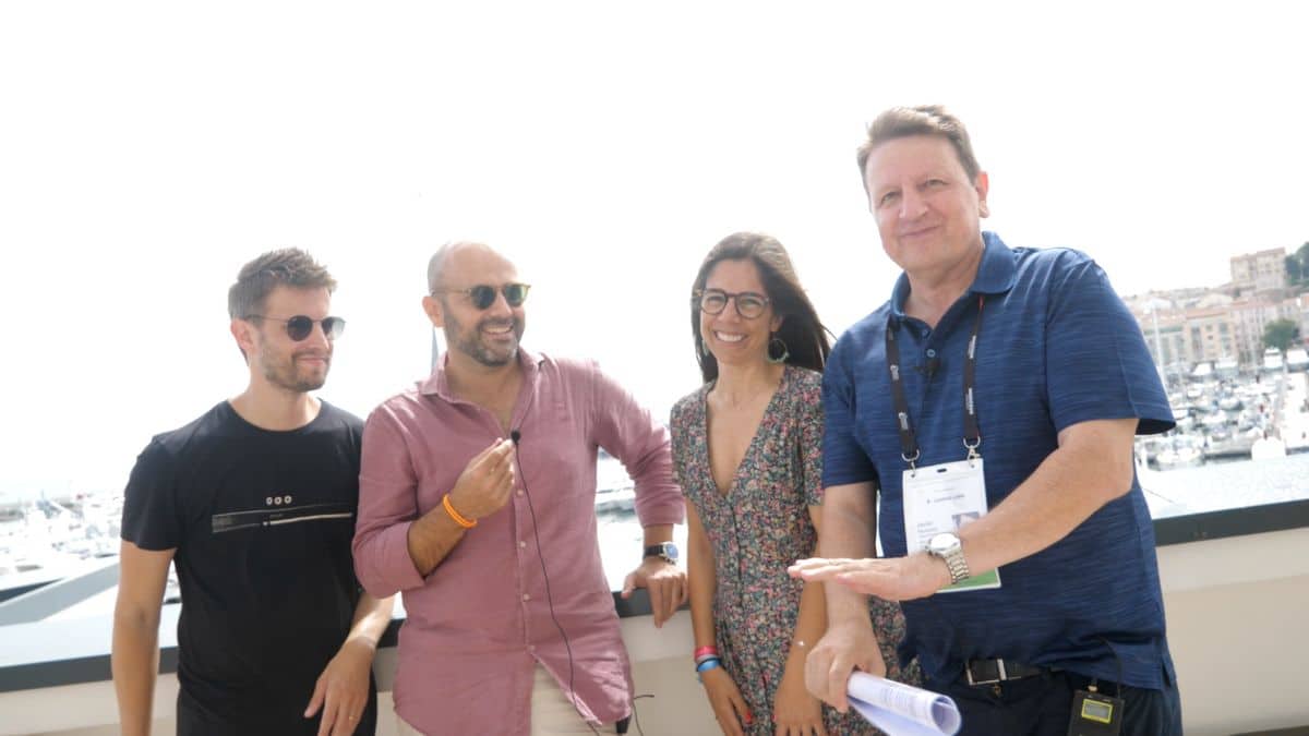 Saulo Rocha, Pancho Cassis, María García, de la agencia DAVID, y Javier Piedrahita en Cannes Lions 2022