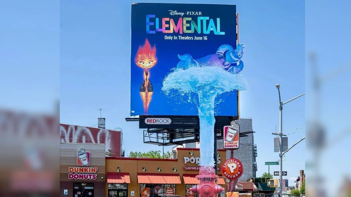 Disney promociona 'Elemental', el último film de Pixar, con una mágica campaña de exterior